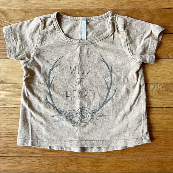 Rylee + Cru Other - Rylee & Cru Wild at Heart Tan Beige Cotton Earthy Muted Graphic Tee T-Shirt 6-12